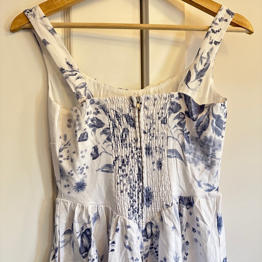 NWT Reformation Balia Midi Linen Dress in Lupine  Blue White Floral | size 2 - Picture 11 of 13